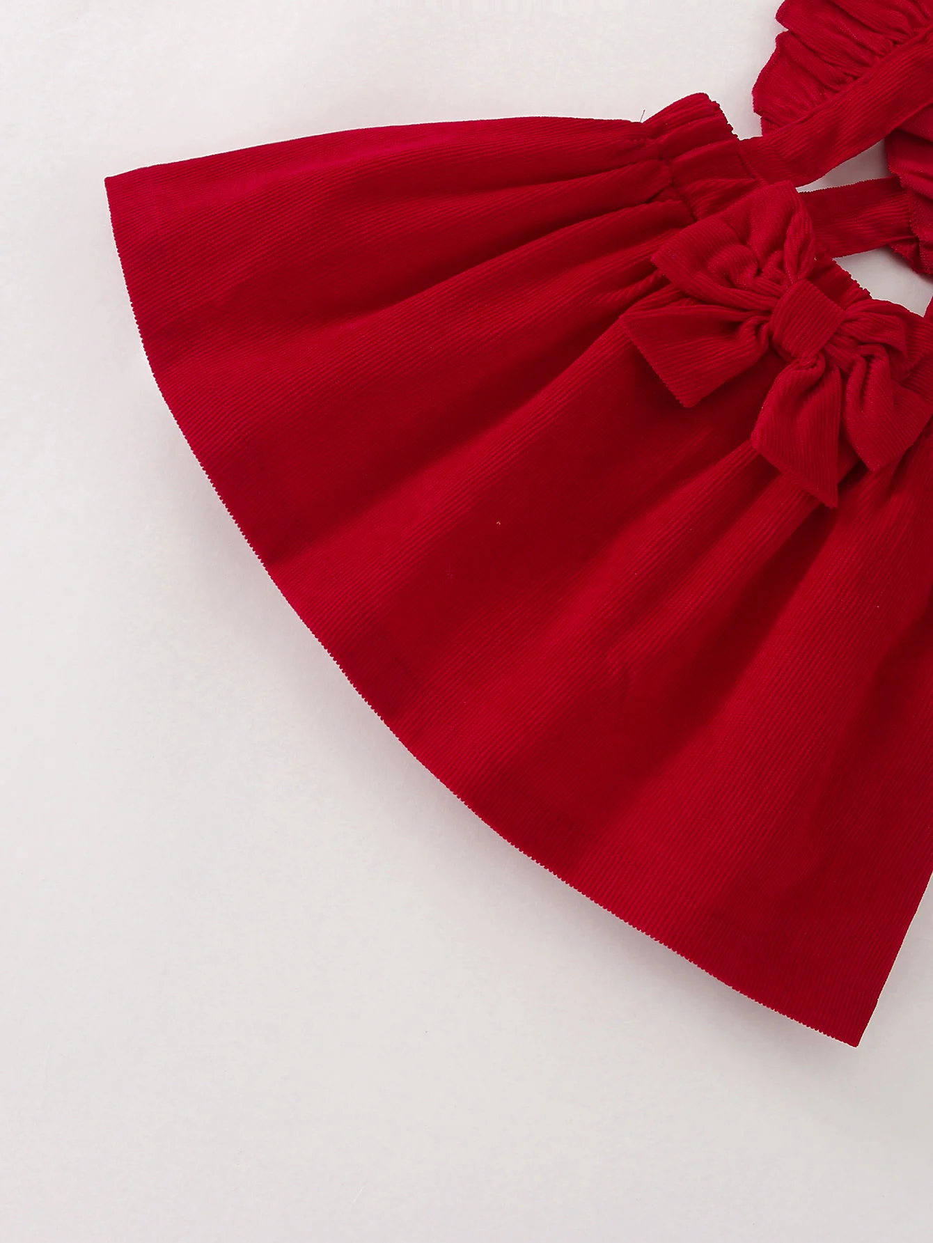 Modisches Lässiges Einfarbiges Kleid mit Schleifendekoration und Schulterriemen für Babymädchen Einteiliges Frühlings- und Herbstkleid – Detail 6