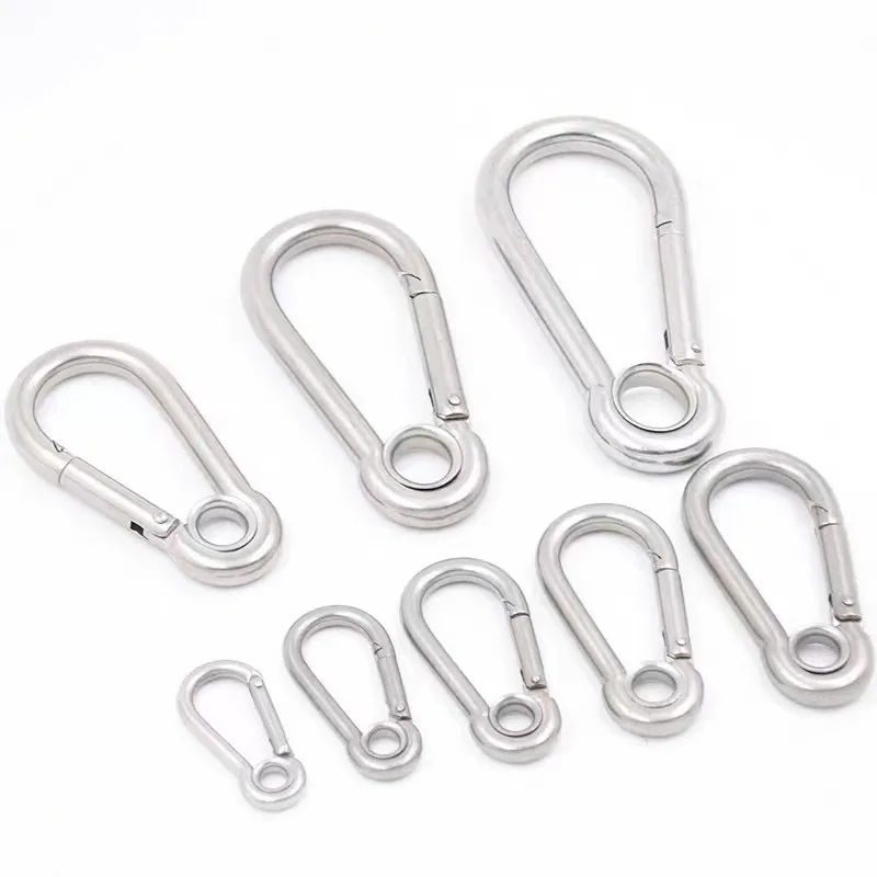 M4 M6 M8 M10 M12 304 Stainless Steel Spring Snap Carabiner Quick Link Lock Ring Hook Snap Shackle Chain Fastener Hook Dog Chain