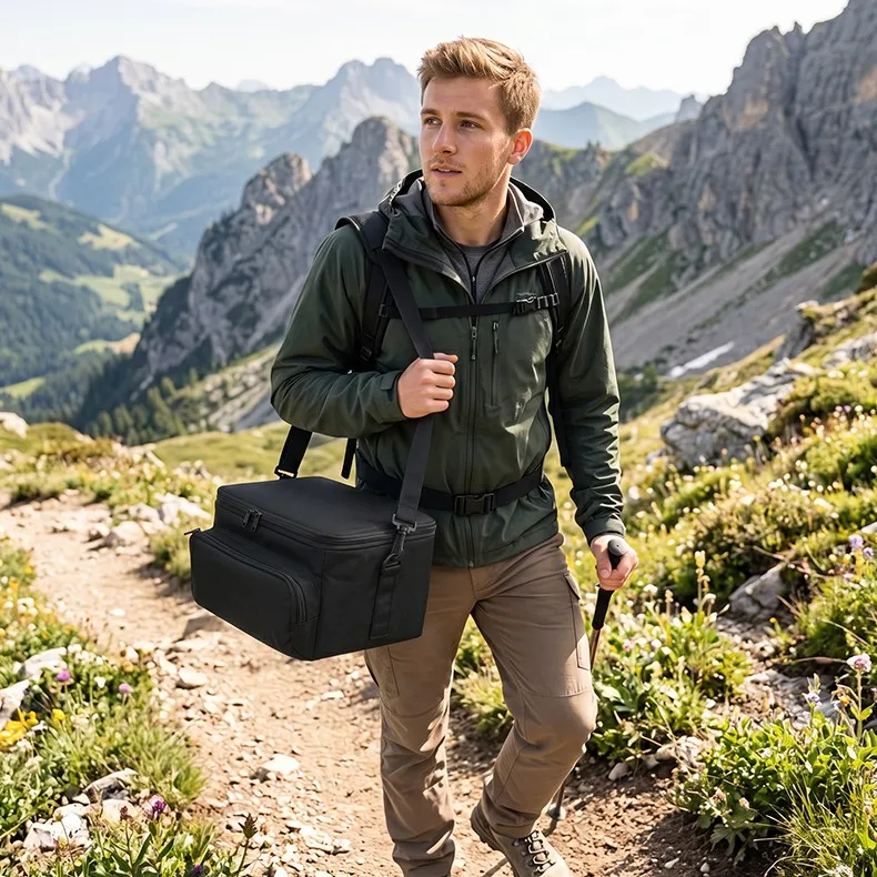 

For EF ECOFLOW RIVER 2 Portable Power Station Storage Case Anti-drop Nylon Protective Pouch With Adjustable Shoulder Straps