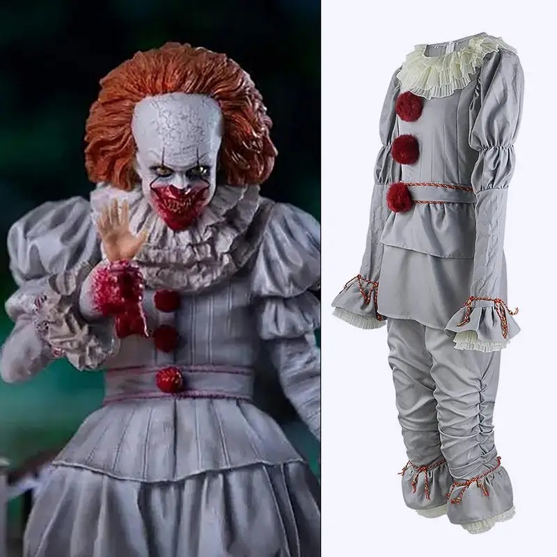 Halloween Scary Clown Costume Set For Halloween Dress Up Party Role Play And Carnival Cosplay S-3XL Adult Sizes for  Women Men