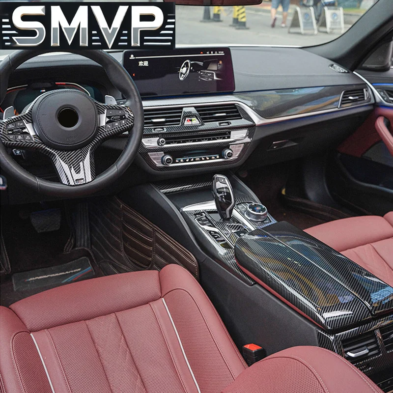 

Fit For LHD Carbon Fiber Pattern Car Stickers Gear Shift Panel Cover Interior Trim BMW Series 5 G30 G31 Modification Accessories