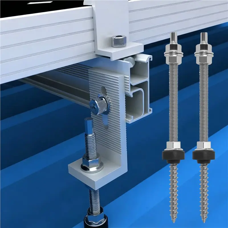 LIKE WISH Hanger Bolts M10 X 200 Mm, Pre-Assembled, V2A, Height-Adjustable, For Photovoltaic Solar Mounting Roofs, 8 Pack