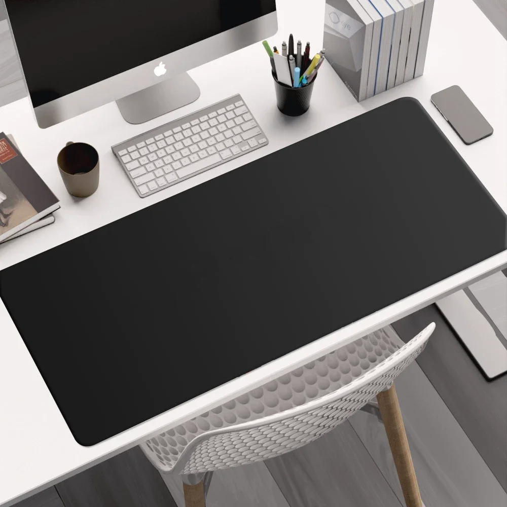 Minimalist Pure Black Extra Large Rubber Mouse Pad Thick Smooth Gaming Keyboard Desk Mat for Office Study Dorm Student Home