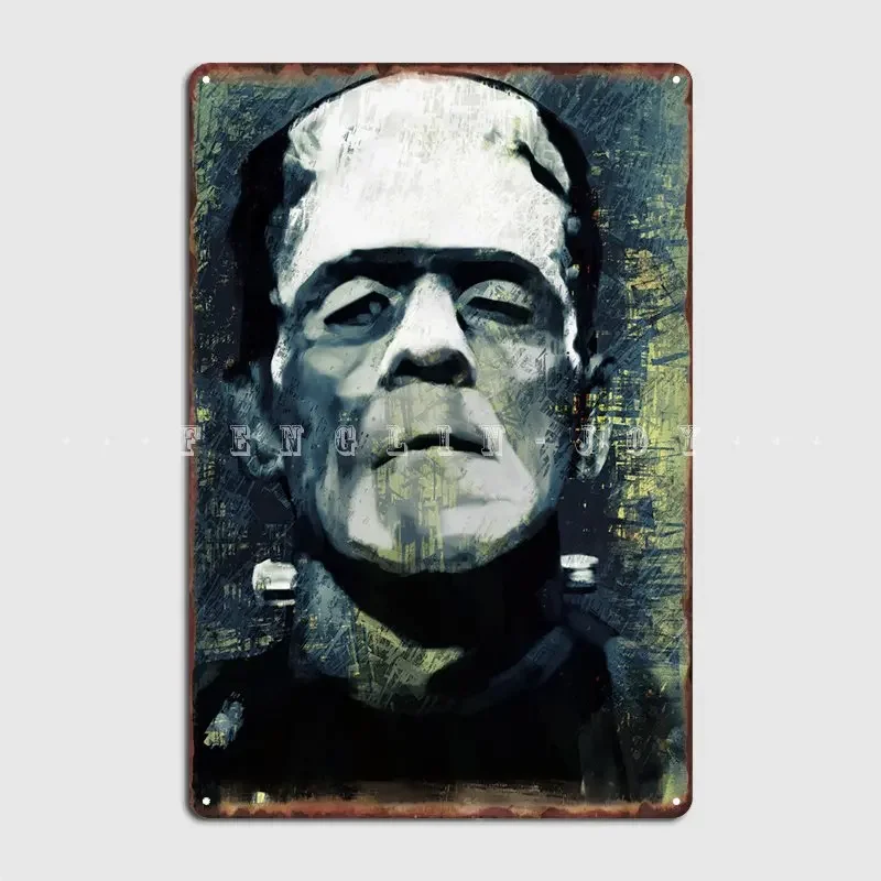 فرانكنشتاين لوحة معدنية ملصق نادي حانة المرآب لوحات شخصية تين تسجيل ملصق