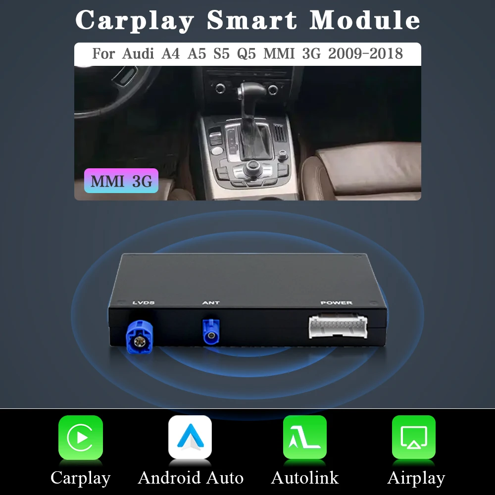 AUTOTOP Android Auto Smart Adapter Voor Audi A4/A5/S4/S5/Q5 MMI 2G/3G Draadloze CarPlay AirPlay MirrorLink Bluetooth GPS Wifi