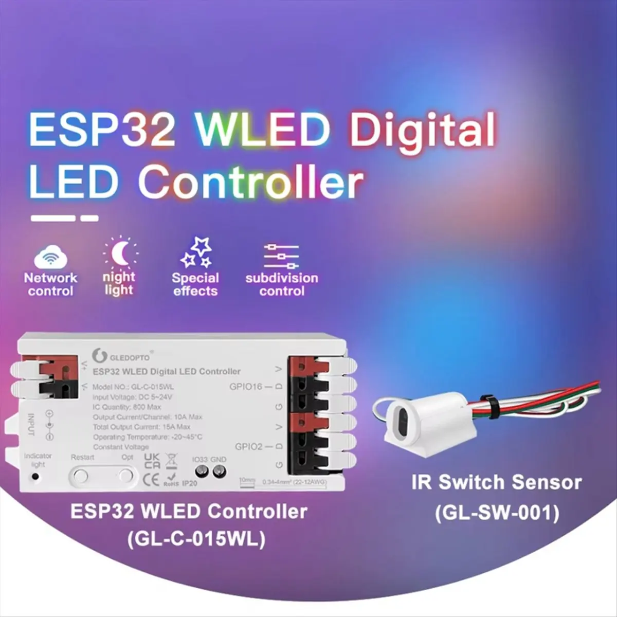 T1650C- WLED LED Controller LED Strip Light Dynamic Lighting IR Switch Sensor Gesture-Aware Trigger WS2811 SK6812 A HOT