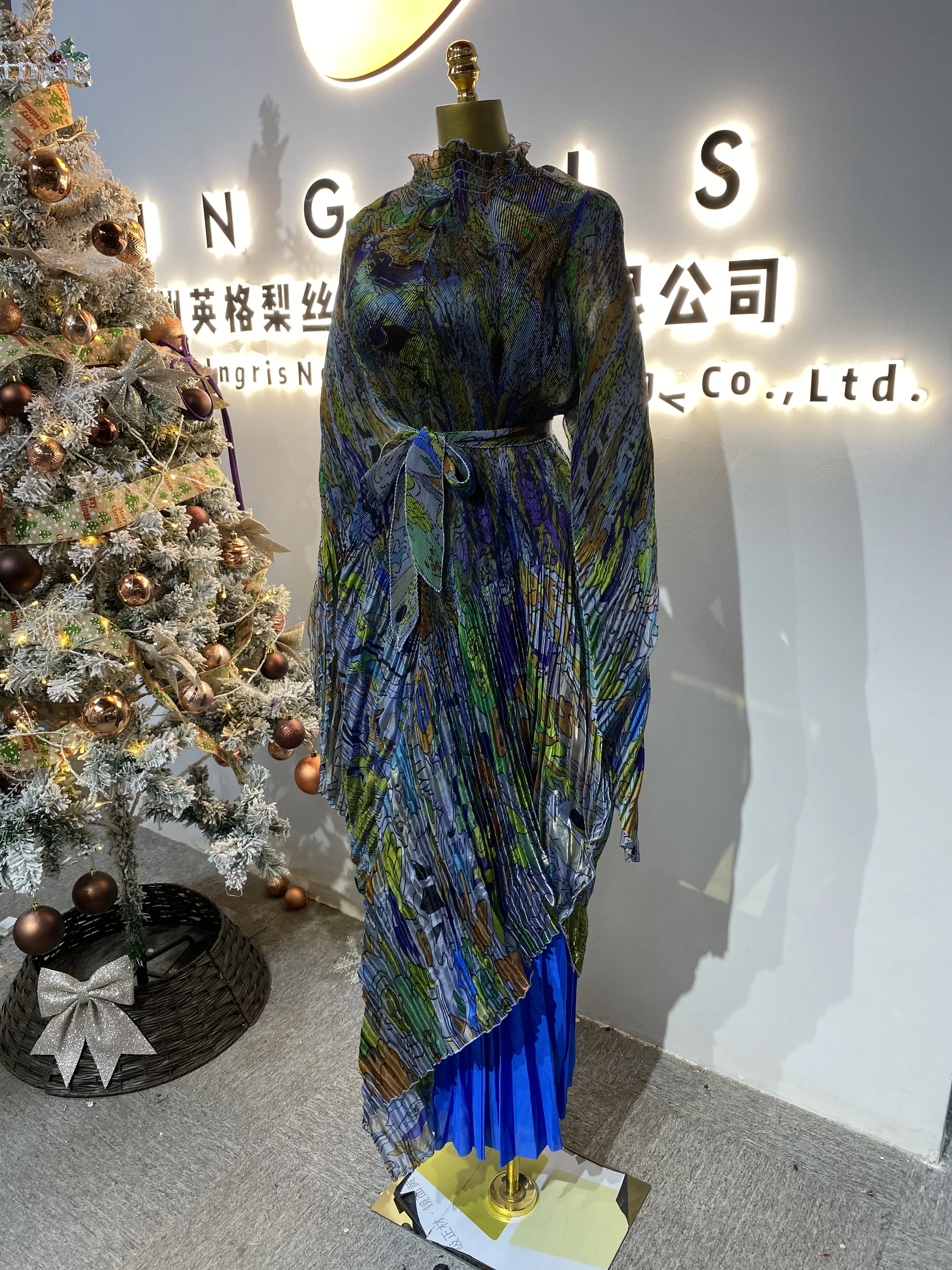 2025 trajes africanos con estampado plisado moda mujer suelta novedad de verano dress-GZMM085