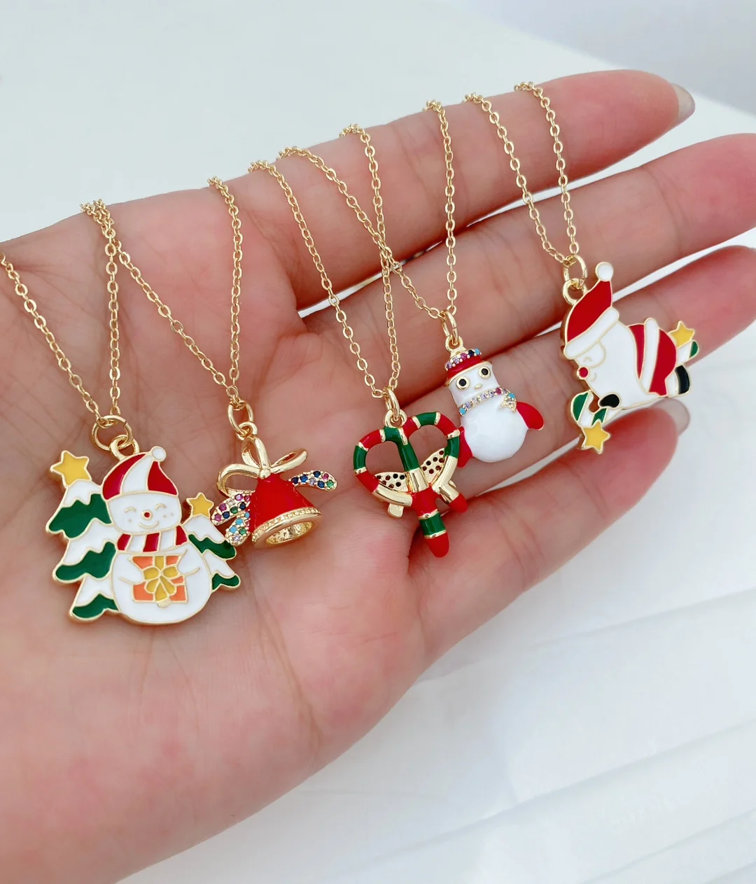 

2024 New Christmas Accessories Elk Cane/ Christmas Tree /Snowman/ Necklace