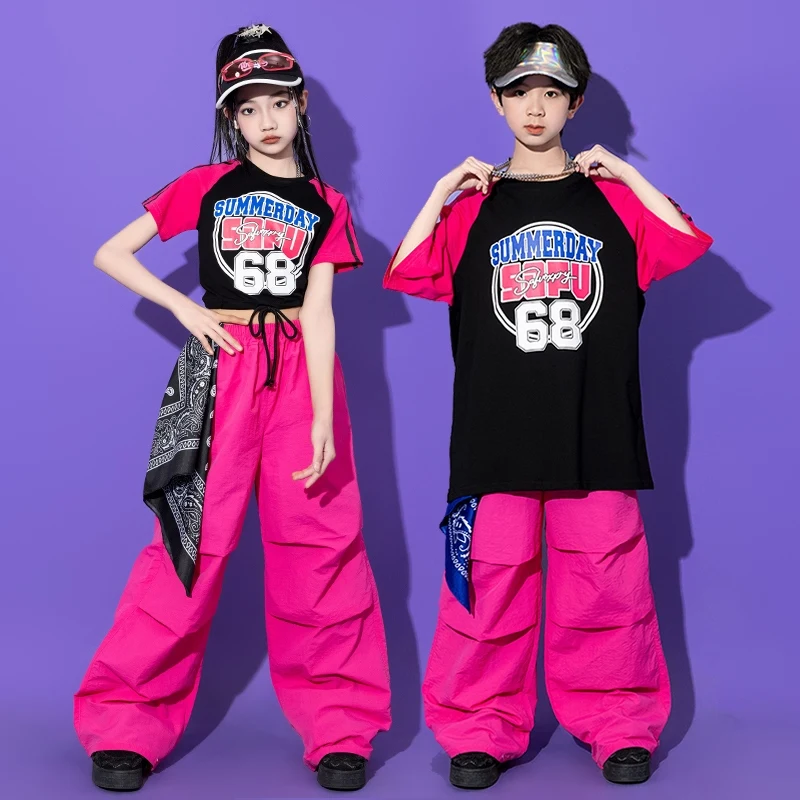 

Children'S Day Hip Hop Dance Costumes For Girls Crop Tops Loose Pants Kpop Clothing Kids Jazz Performance Stage Clothes DQS19571