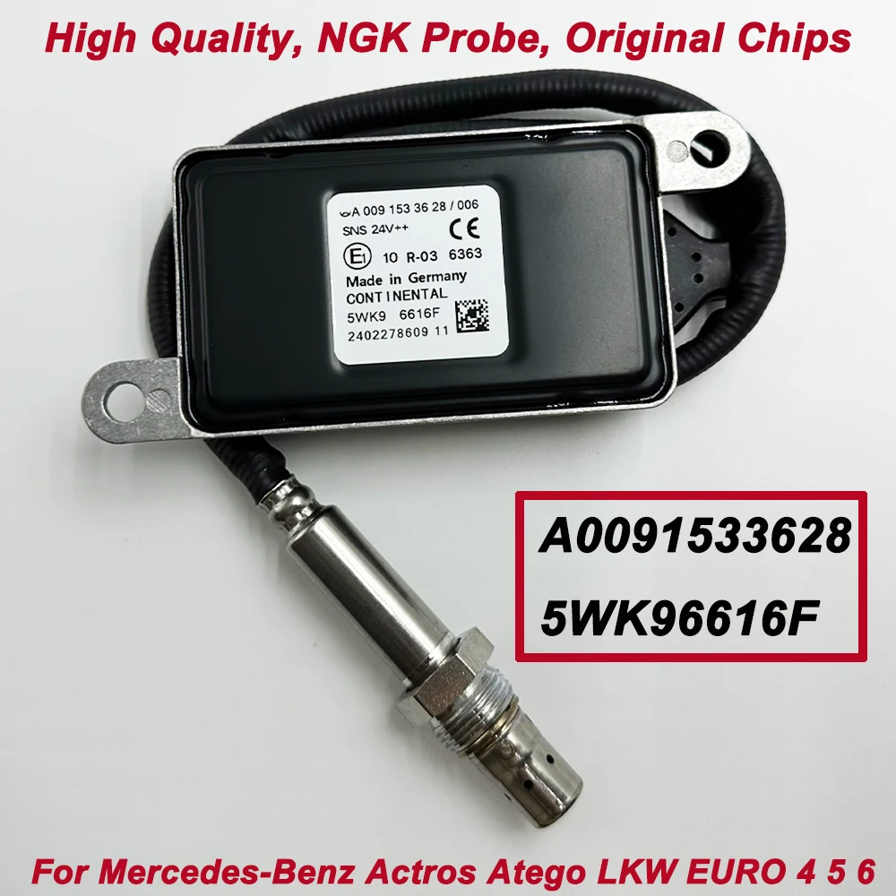 

High Quality For NGK Probe A0091533628 5WK96616F Nitrogen Oxide Nox Sensor 5WK96616D 5WK96616E For Mercedes Actros/Atego Truck