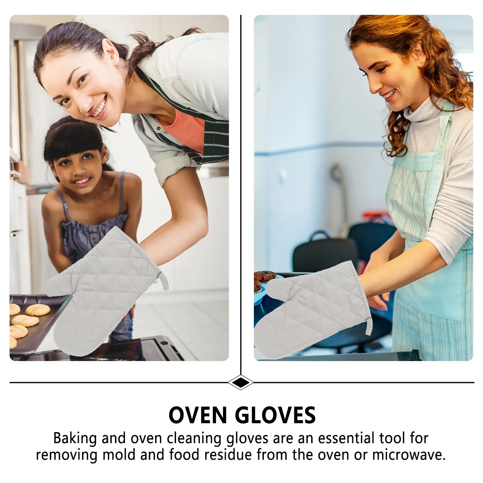 

Insulation Gloves Heat Resistant Oven Mitts Polyester Baking Cooking Grilling Microwave Easy Clean Storage Non Skid Grip