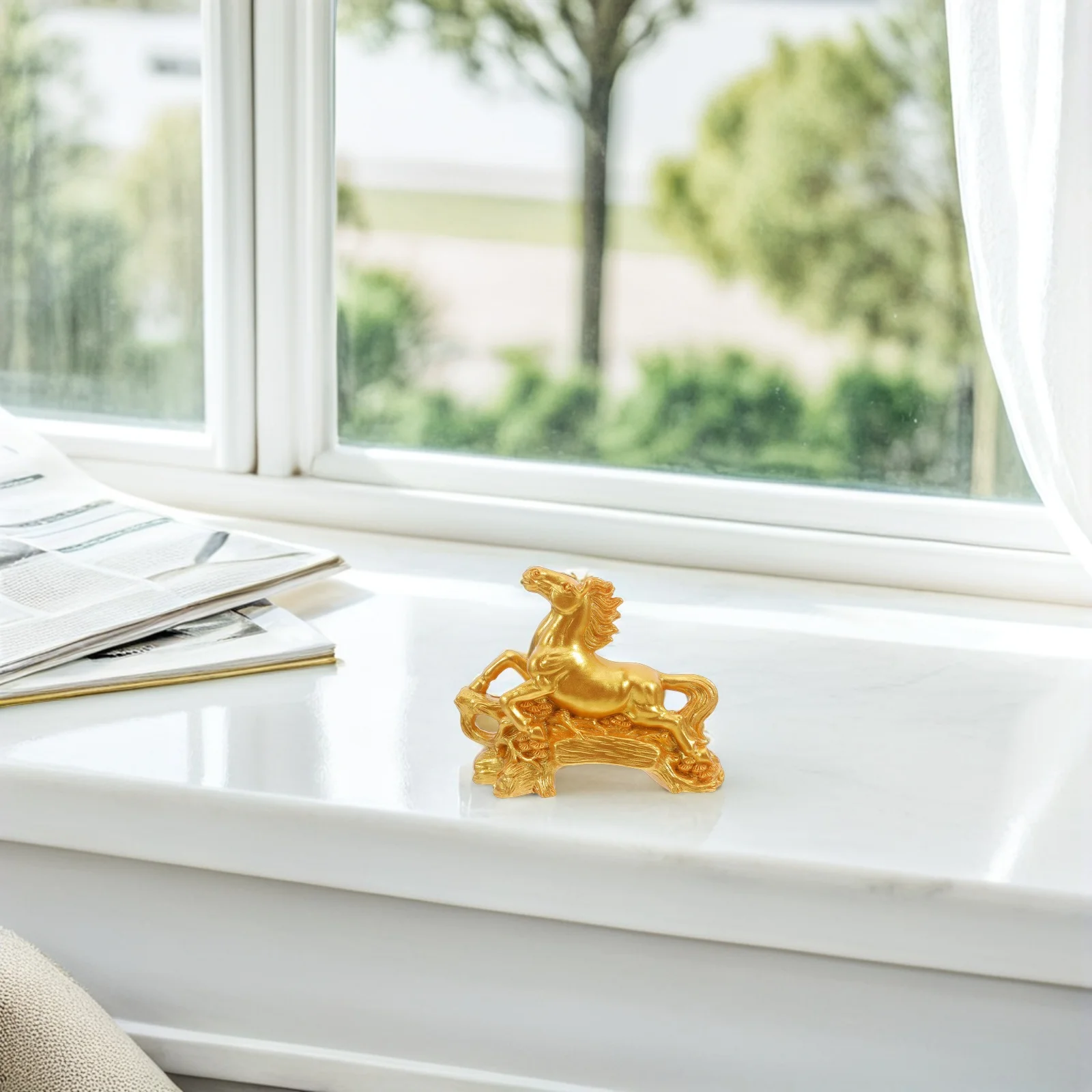 

Elegant Horse Sculpture Resin Galloping Design Symbol of Success and Development Decor for Living Room Office Desk Car Dashboard