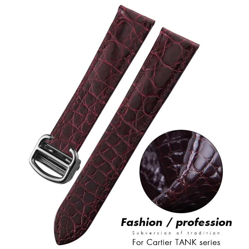 

Real Crocodile Leather American Alligator Watchband for Cartier TANK SOLO Santos 19mm 20mm 23mm 24mm 18mm Colorful Watch Strap