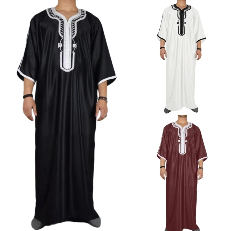 634C Mans Traditional Muslims Clothing Middle East Jubba Thobe Islamic Kaftan Robe Male Saudi Arab Caftans Arabic Clothing