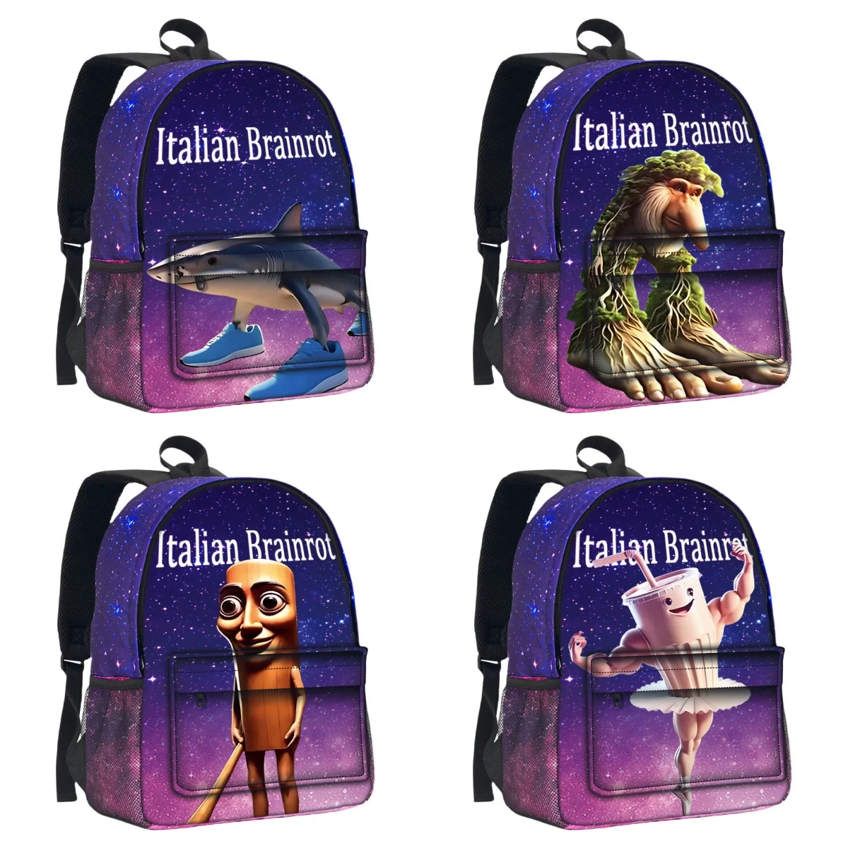 

Italian Brainrot Starry Night Backpack for Kids Boys Girls Student School Bag Large Capacity Lightweight Mochila Gift