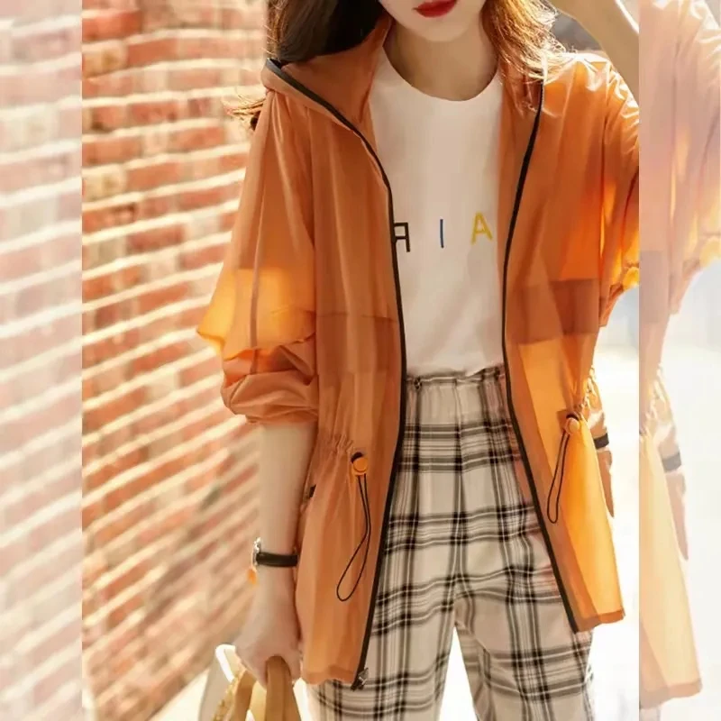 Women Jacket New Female Summer Jackets Casual Simplicity Loose Hooded Solid Color Sunscreen Clothes Lady Slim Tops