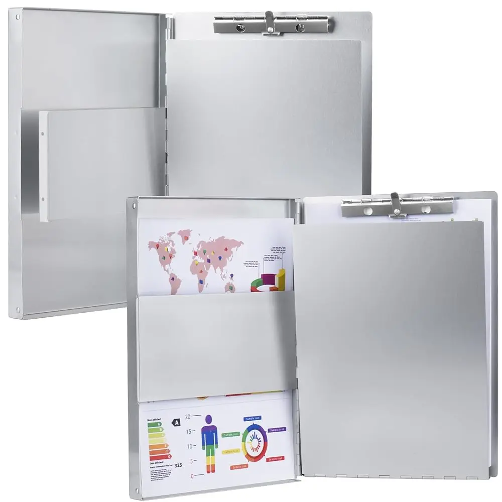 

Aluminum Clipboard with Storage and Clip Recycled, 2 Pack Clipboard Folders, Sturdy Letter Size Recycle Metal Form Holder fo