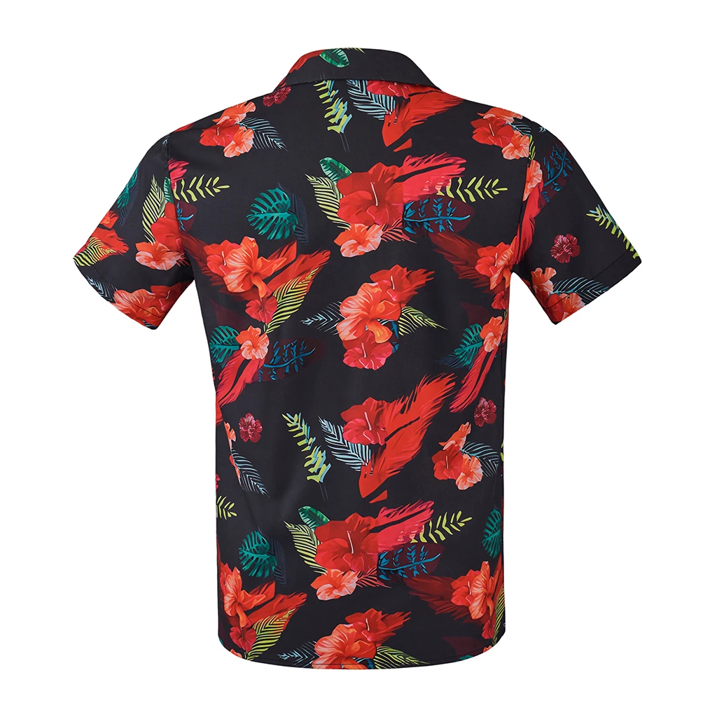 映画ルフィ実写コスプレ衣装男の花ハワイシャツ夏ビーチ半袖トップシャツ