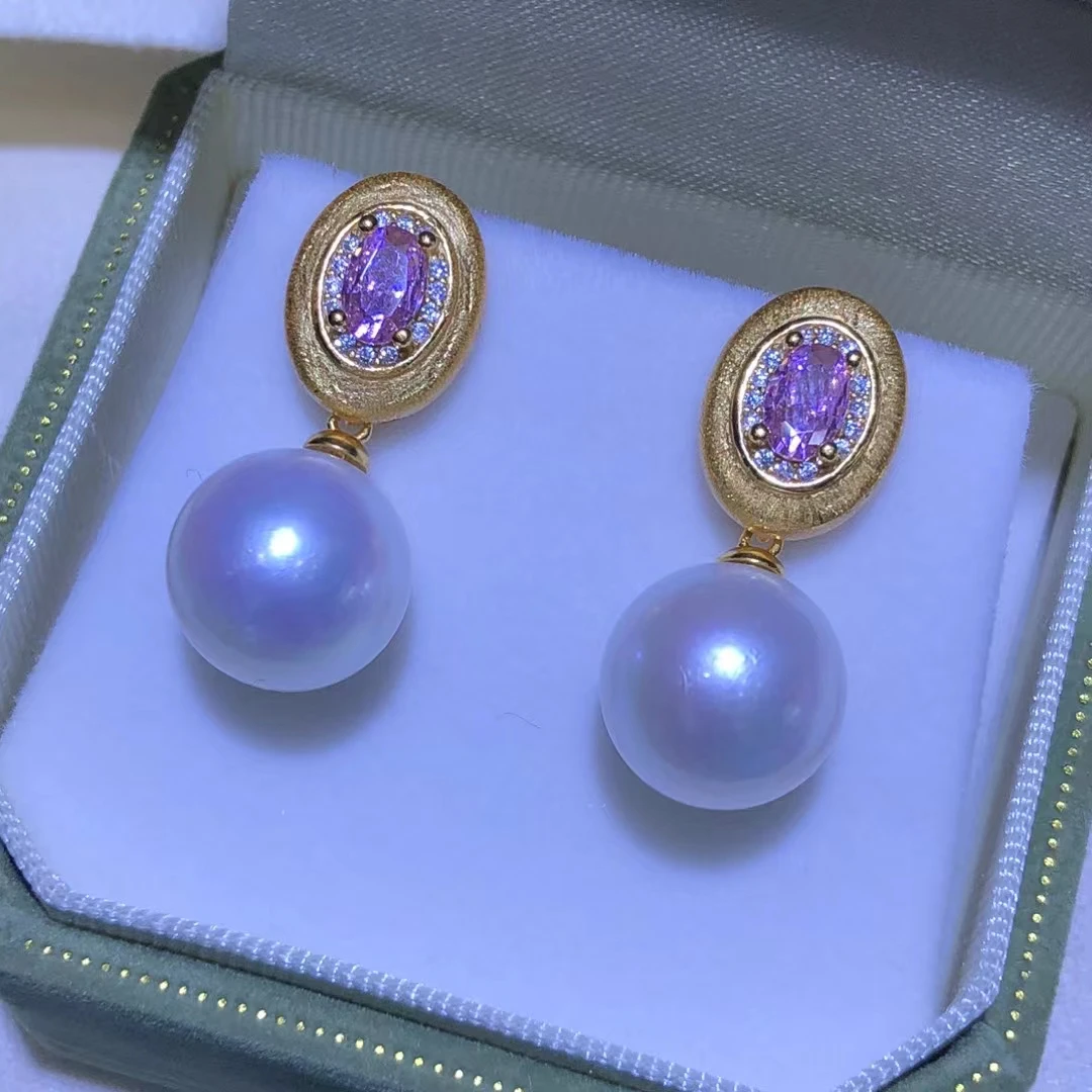 Wholesale 925 Sterling Silver Earrings Mount Findings Settings Base Mounting Parts Accessory for 11-12mm Pearls 5 pairs/lot