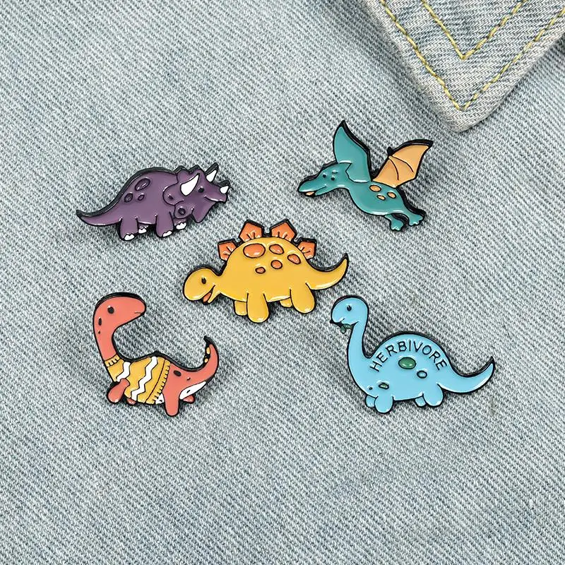 Dinosaur Park Enamel Pins Custom Adventure Brooches Bag Clothes Lapel Pin Beast Badge Wild Animal Jewelry Gift for Kids Friends