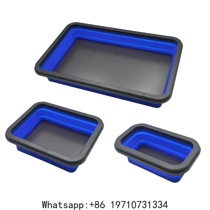 3Pcs Collapsible  Parts Set 3 Size Silicone Foldable  Screw Storage Tray Magnetic organizer Tool