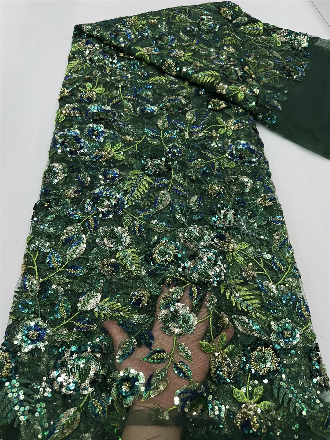 Kain Renda Tulle Manik-manik Afrika Baru 2025 Kualitas Tinggi Kain Tulle Perancis Renda Payet Nigeria untuk Jahit Gaun Pesta Pernikahan