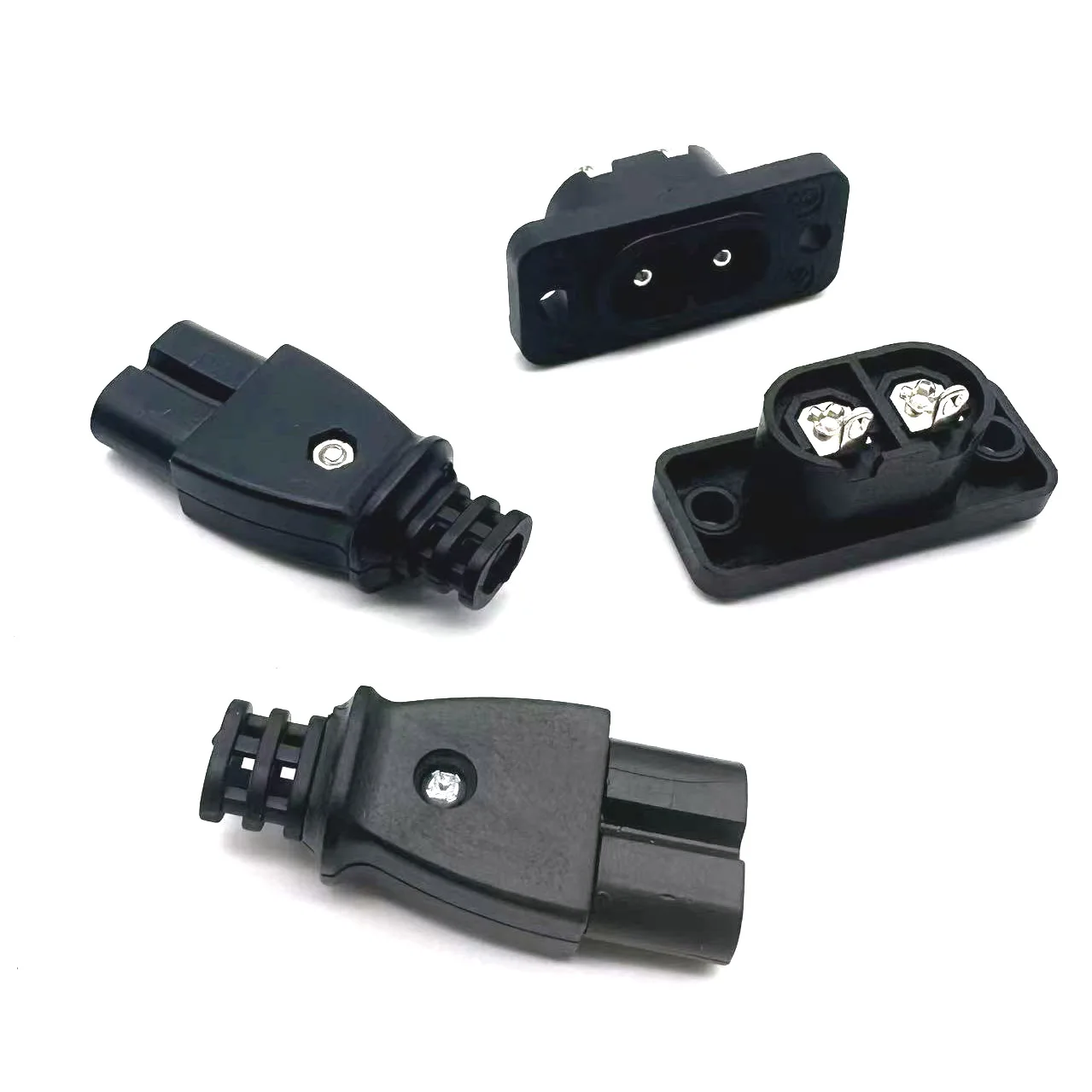 1-5pcs C8 Male Power Socket C7 Female Plug Power Outlet Embedded Electric Connector Connector 35mm*15mm AC 2.5A 5A 250V