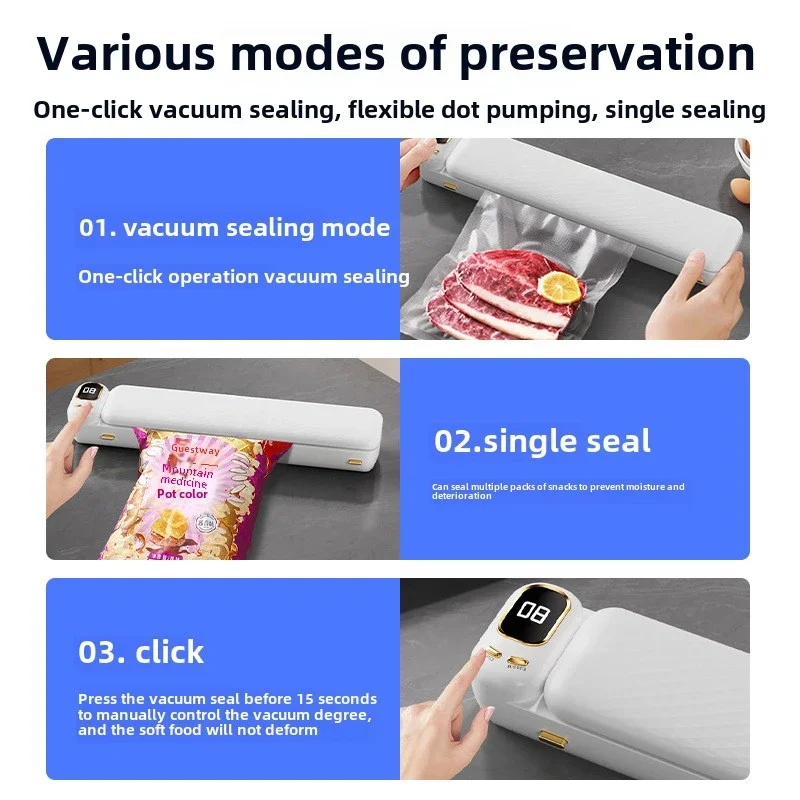 Vacuum sealing machine for household use, fully automatic non picking machine, food sealing and preservation，easy operation