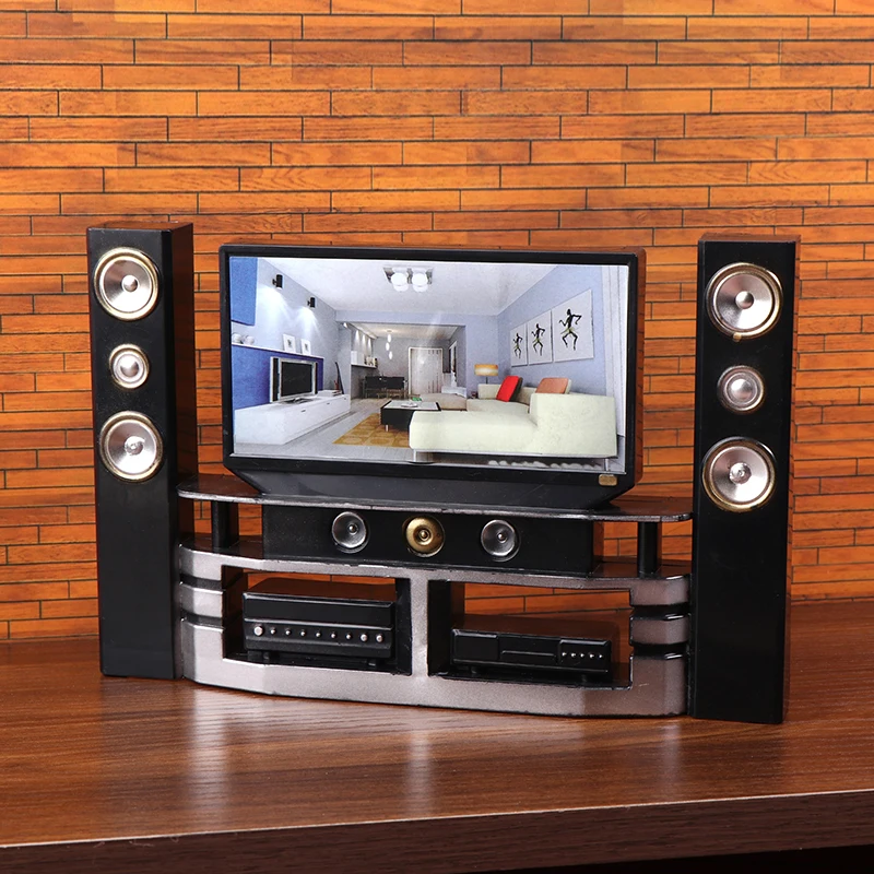 

1/12 Dollhouse Mini TV Audio Ornament Dollhouse Living Room Furniture Decoration Dolls House Micro Scene Decoration Toys