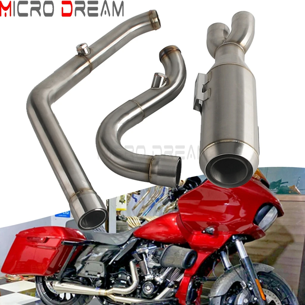 

1Set Touring Muffler 2 Into 1 Slip On Exhaust Pipe System For Harley Road Glide ST FLTRXST FLTRXP FLTRK FLTRX FLTRXS FLTRU 17-25