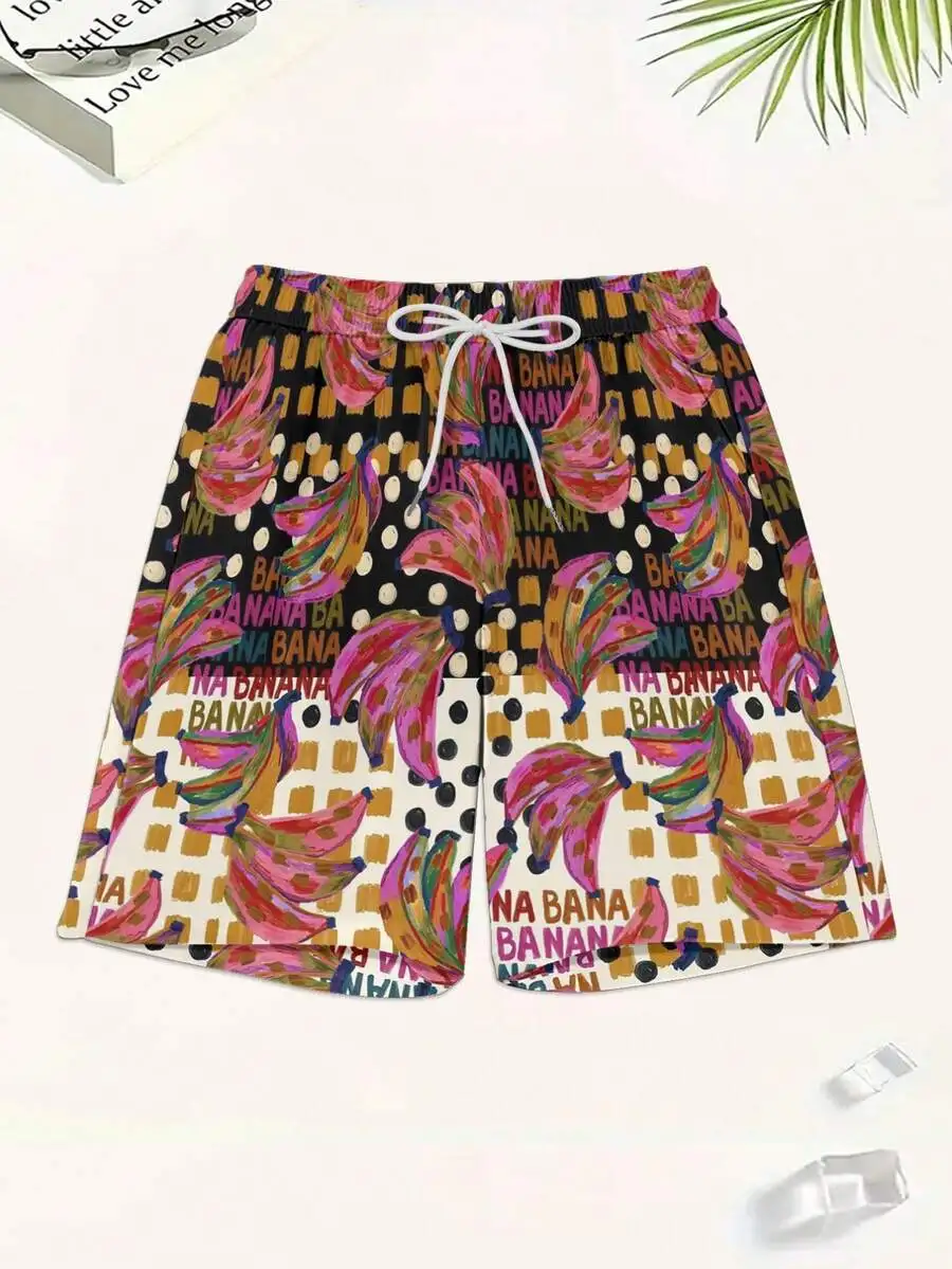 

Mens Banana Print Sport Shorts Polyester Lightweight Breathable Outdoor Casual Shorts