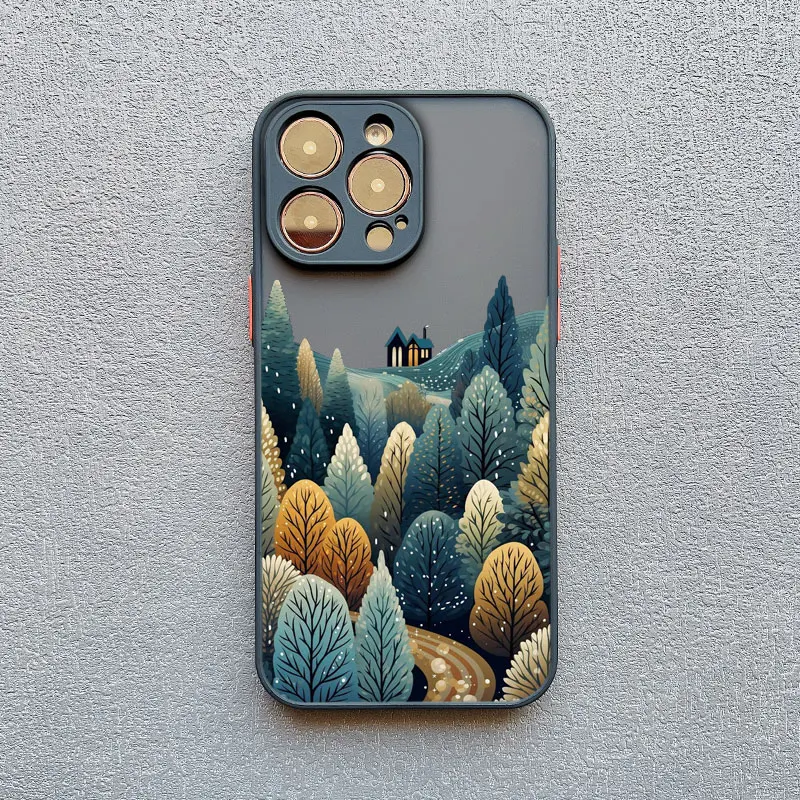 Nachtliche Schneeberg-Wald-Szenerie Handyhülle für iPhone 17 Pro Max 15 14 Pro Max Plus 16 13 12 Mini 11 Pro Max XR XS X Schutzhüllen – Detail 2