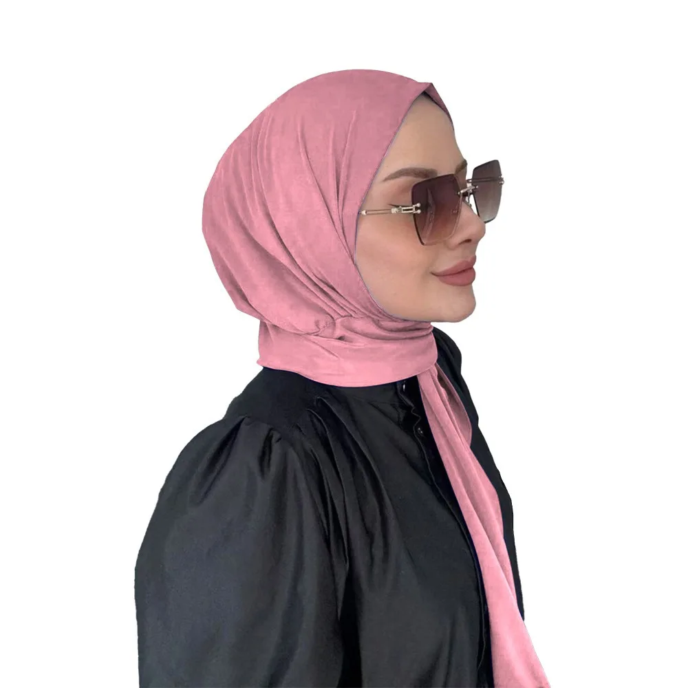 

Fashion Full Coverage Instant Hijab Fastener Design Breathable Head Wraps Scarf Soft Polyester Islam Turban Caps Women