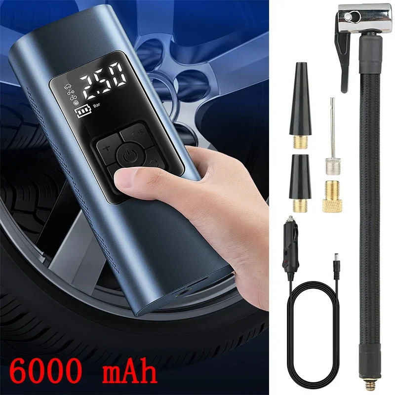 6000mAh 12V 150PSI 60W Multifunction Portable Car Tire Inflator Pump Air Compressor For Motorcycle Car Tyre Auto Accessories