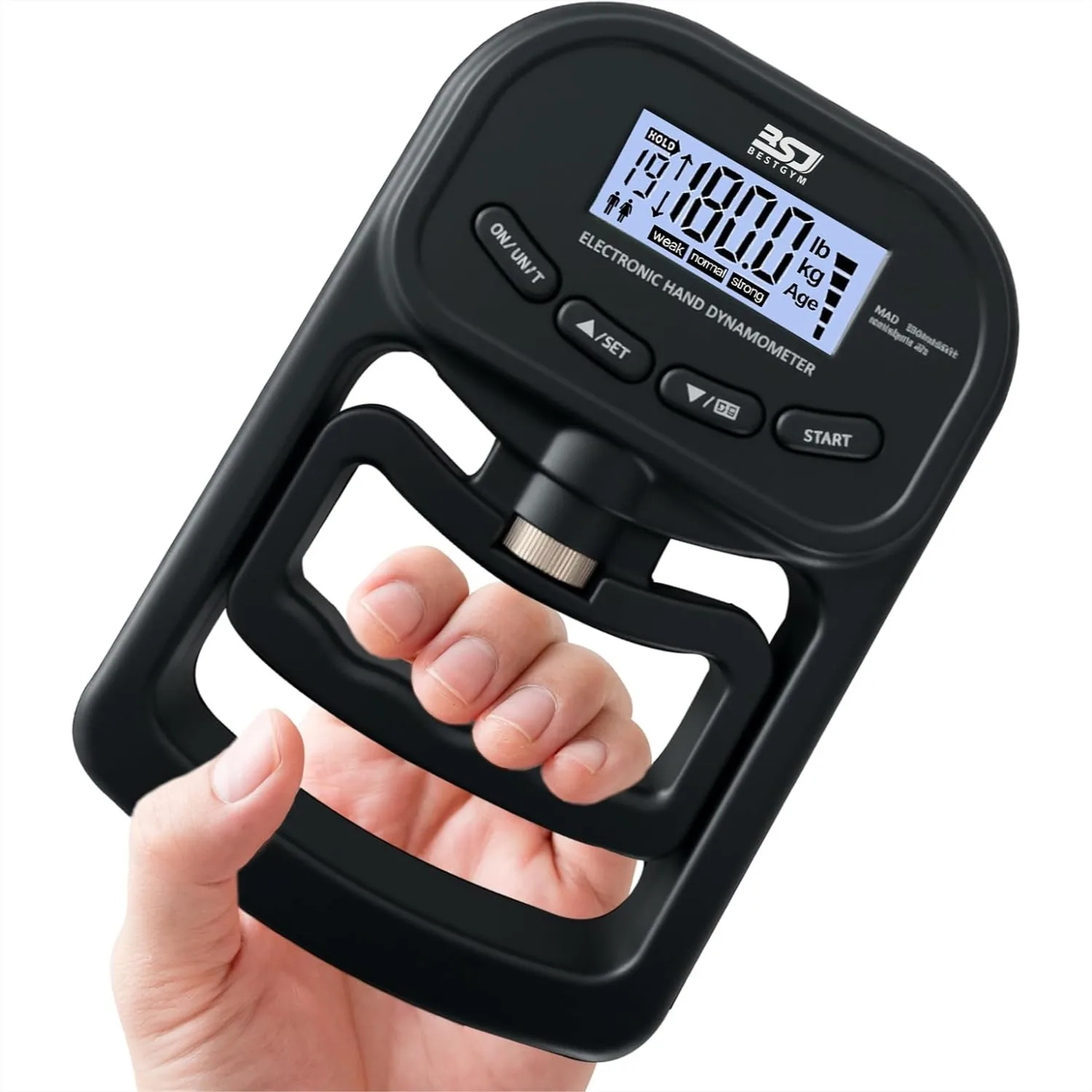 

Hand Grip Strength Tester 396lbs/180kg Dynamometer with LCD Display for Sports School Home Use