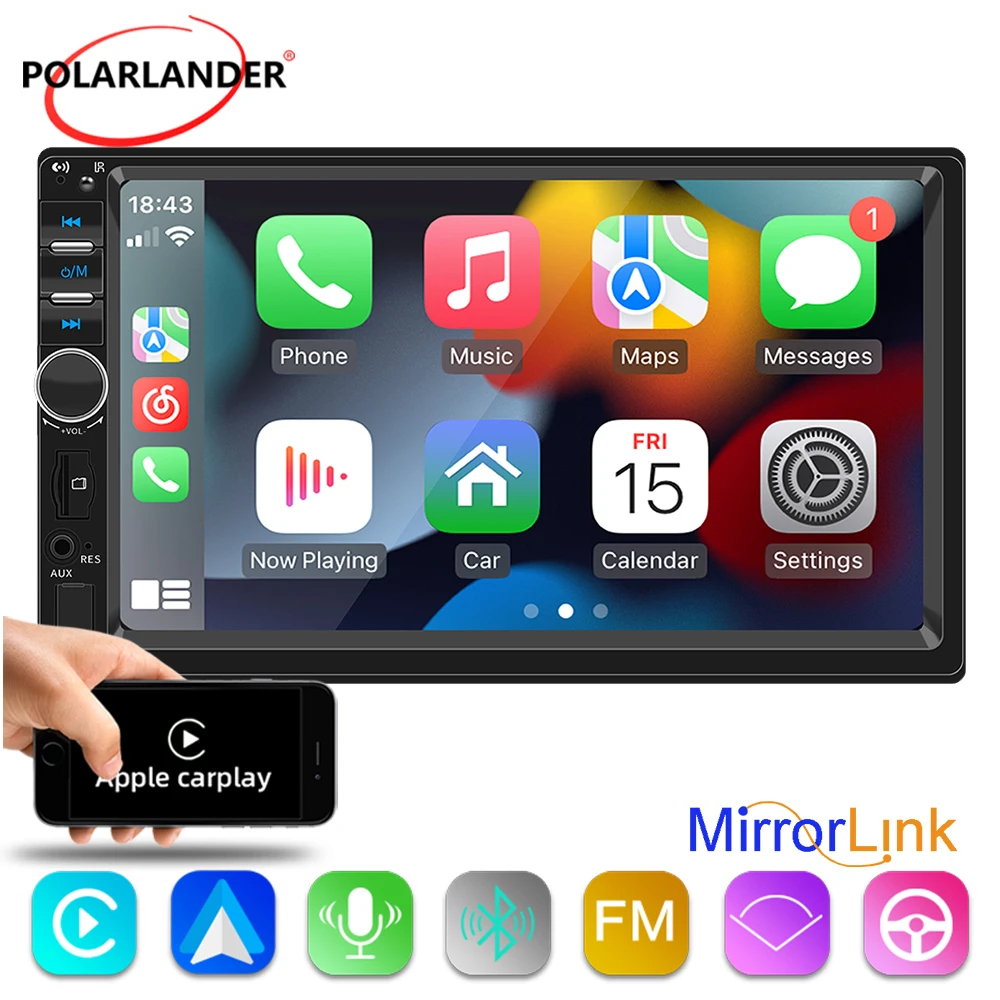 Soporte de interconexión de teléfono móvil compatible con salida de vídeo 12 ~ 14,4 V 7 pulgadas coche MP5 F7018C HD pantalla táctil Radio de coche doble Din