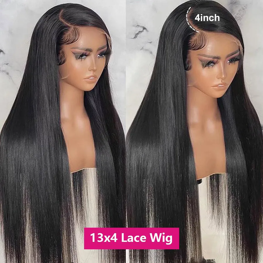 Straight Lace Front Perucas para Mulheres, Osso Cabelo Humano Direto, Peruca Brasileira, Transparente, Pré Arrastado, 13x4, 30 Polegada