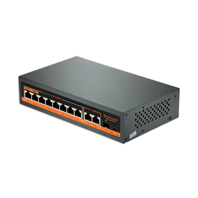 11-portowy przełącznik Gigabit Ethernet KeepLiNK z portami 8PoE i 2-Ethernet Uplinkem i 1-SFP Uplinkem Niezarządzany Plug and Play