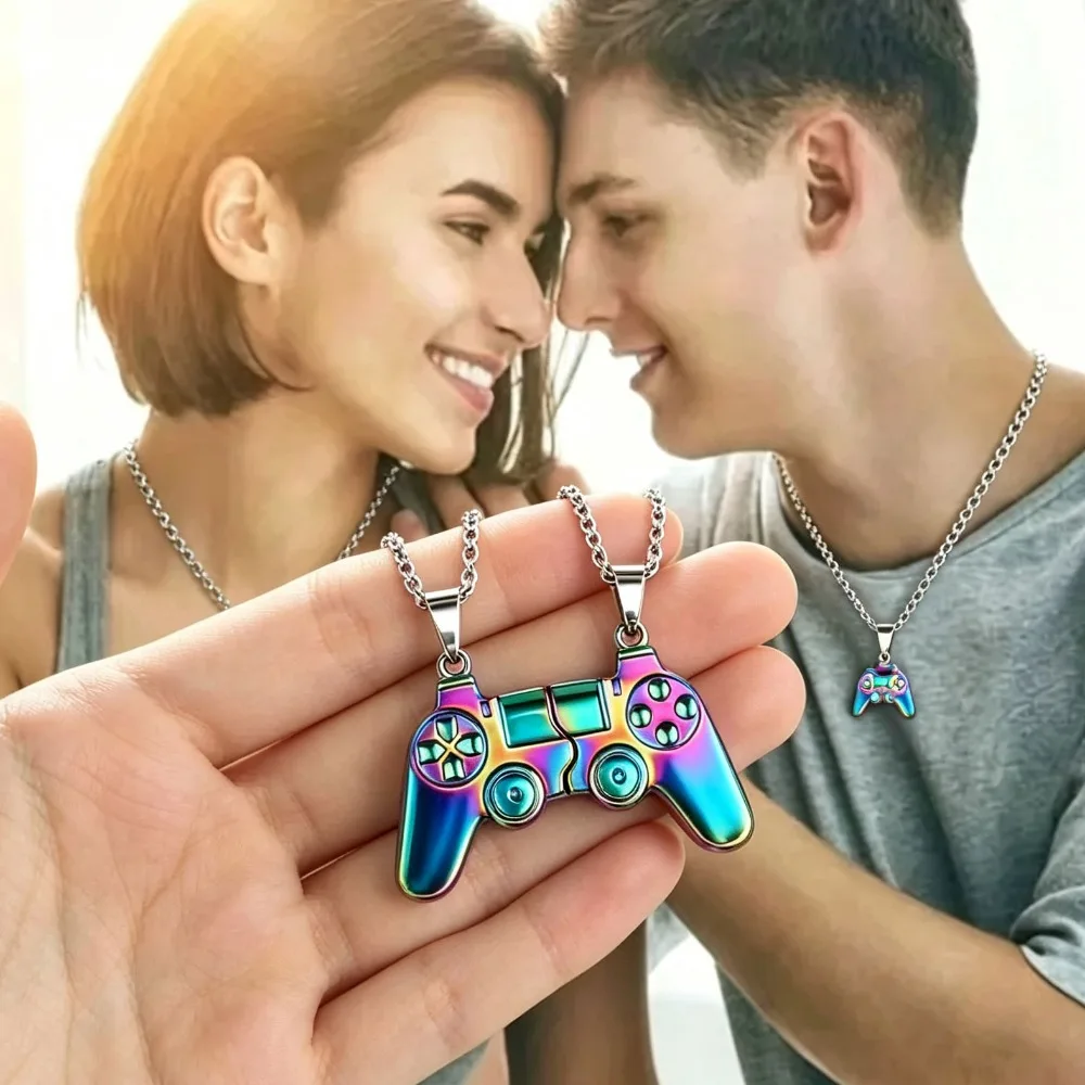 Lovers Geometric Colorful Magnetic Gamepad Couple Necklace Combinable Pendant Jewelry Daily Party Holiday Present Gift