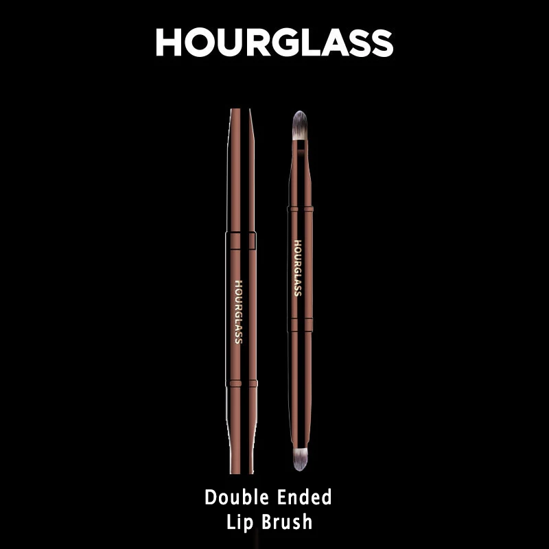 Hourglass Retractable Makeup Brush Retractable Double-Ended Lip Brush Soft Fiber Hair Fashion Design Single Lip Brush Metal