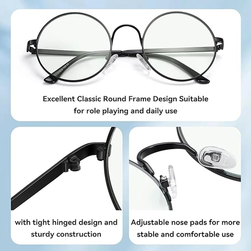 Men And Women Retro Round Blue Light Computer Mirror Reading Playing Games Eye Protection Decorative Glasses image 4