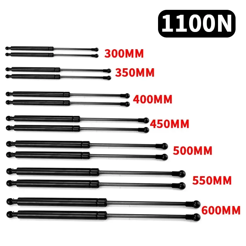 2pcs 1100N 300/350/400/450/500/600mm Gas Strut Bars Gas Spring Support Boot Bonnet Car Caravans Doors Windows Hatches Boat Bus