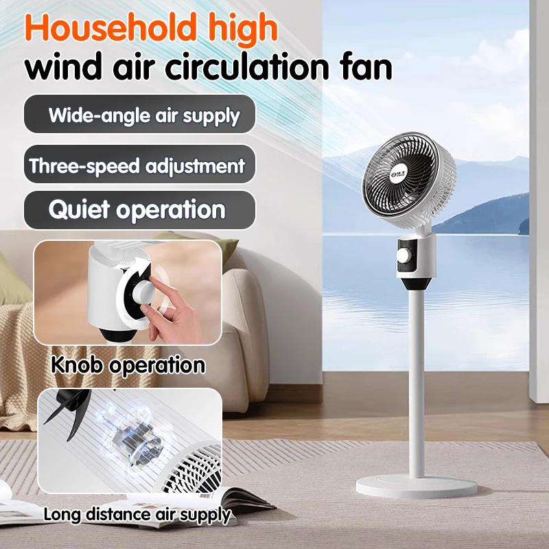 Oscillating Floor Fan with 360° Air Circulation, Safe Anti-Pinch Design, Durable Maintenance-Free Cooling Fan for Home Use