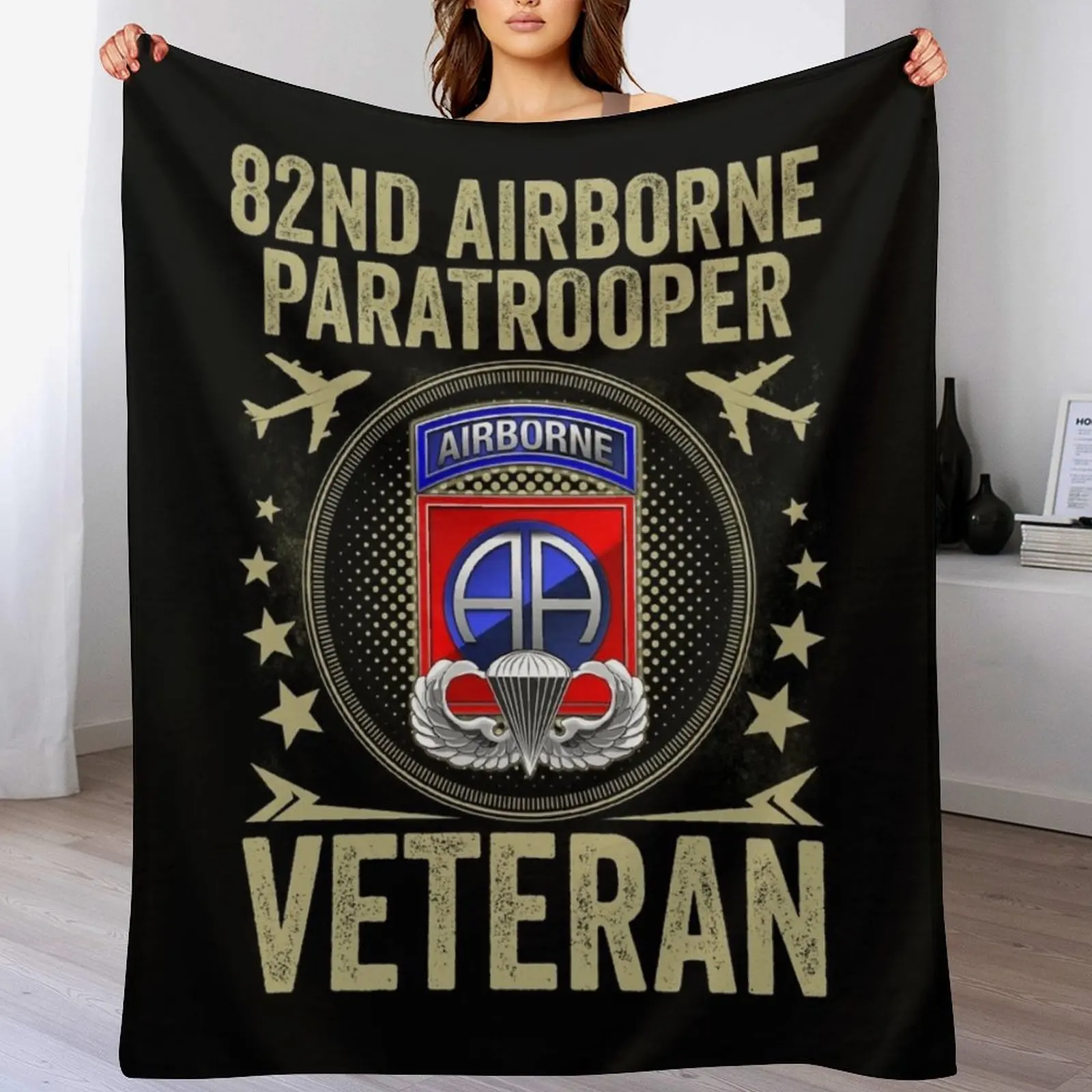 82nd Airborne Division Paratrooper Army Veteran Throw Blanket Bed Fashionable for sofa Sofa Blankets