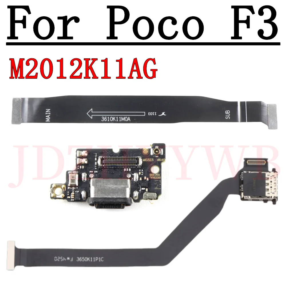 Charging Port Board For Xiaomi Poco F3 USB Charge Jack Dock Connector Motherboard Main SIM Card Holder Socket Flex Cable Parts