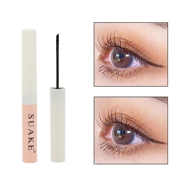 Mascara in fibra con pennello ultrafine Curling Estensione ciglia spesse Mascara impermeabile Nero Marrone Cosmetico per occhi da donna