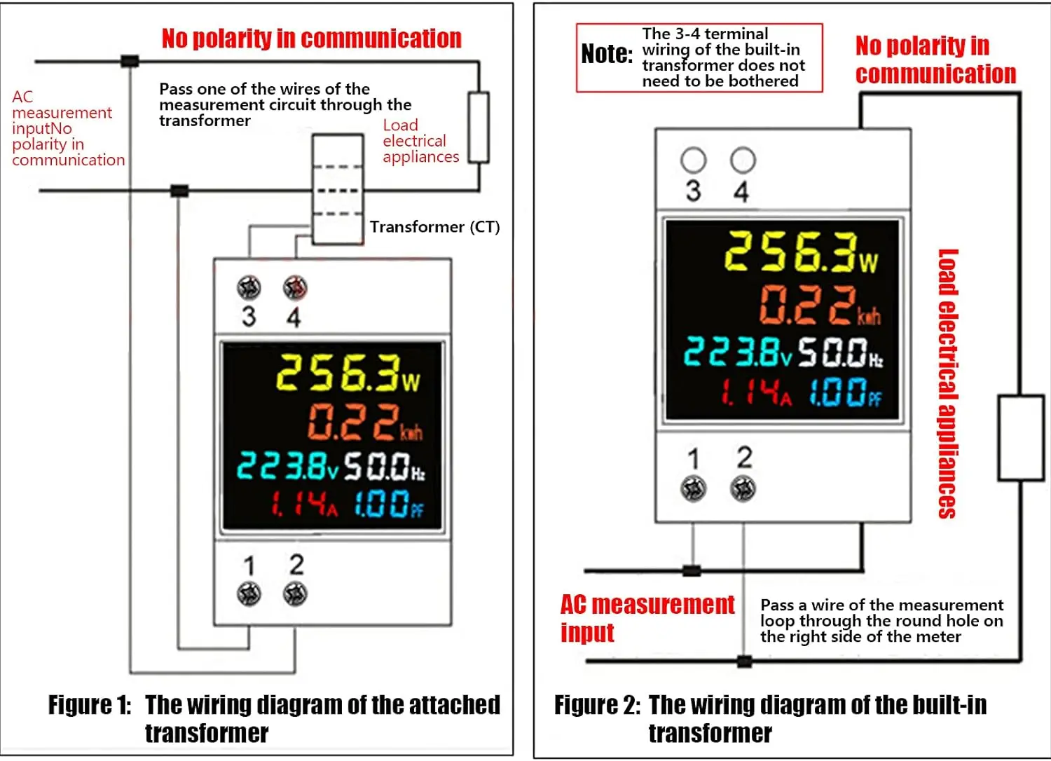 D52-2066 Energiezähler, DIN-Schiene, Stromverbrauchsmonitor, AC 40–300 V, 100 A, Voltmeter, Amperemeter, Watt kWh, Frequenzleistungsmesser – Detail 8