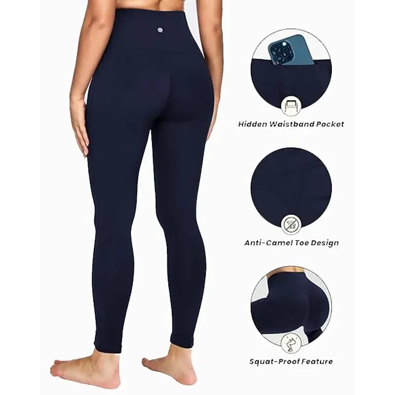 Workout Leggings for Women 25"  -  High Waisted Tummy Control Yoga Pants Butt Lifting Gym Training image 2