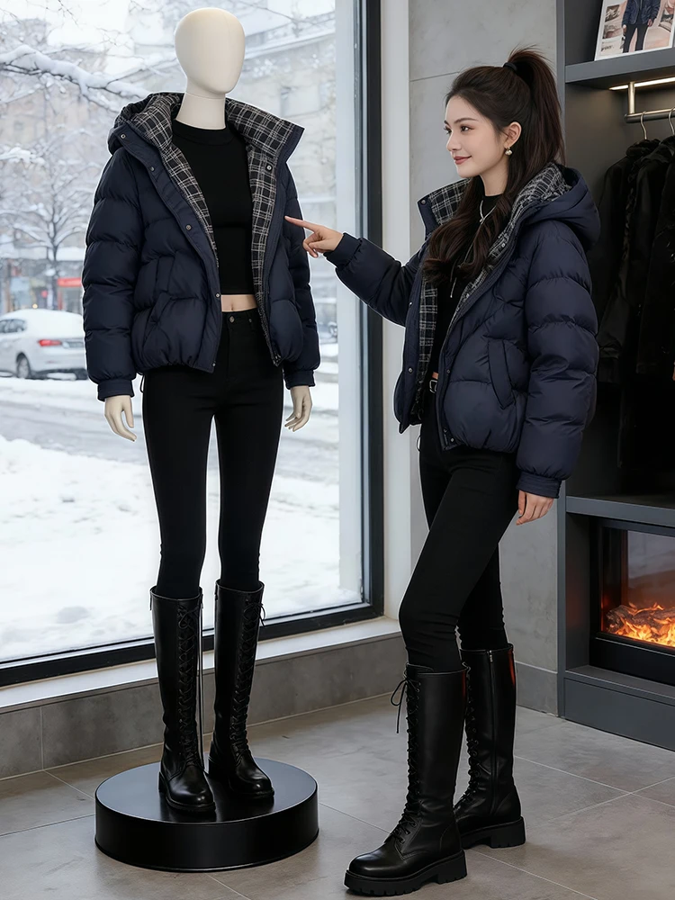 

Женское трендовое пуховое хлопковое пальто на подкладке, теплое зимнее новое пальто на подкладке, корейская версия, для поездок на работу