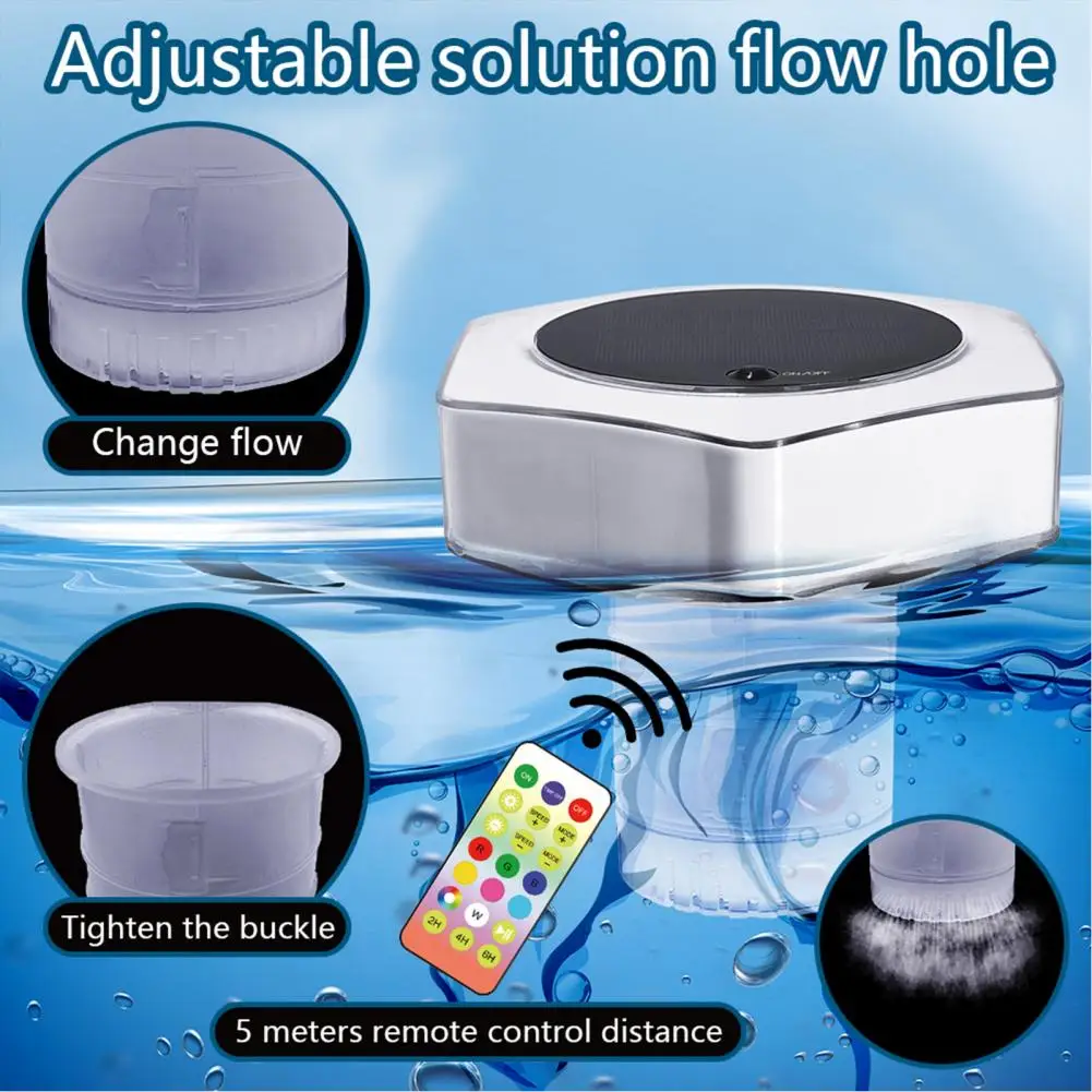 

Solar Pool Ionizer with RGB LED Light Mineral-Based Chlorine Reducer Swimming Pool Lights for Reduces Chemical And Maintenance C